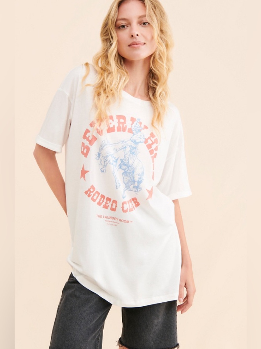 The Laundry Room Beverly Hills Rodeo Club Oversized Graphic Tee White